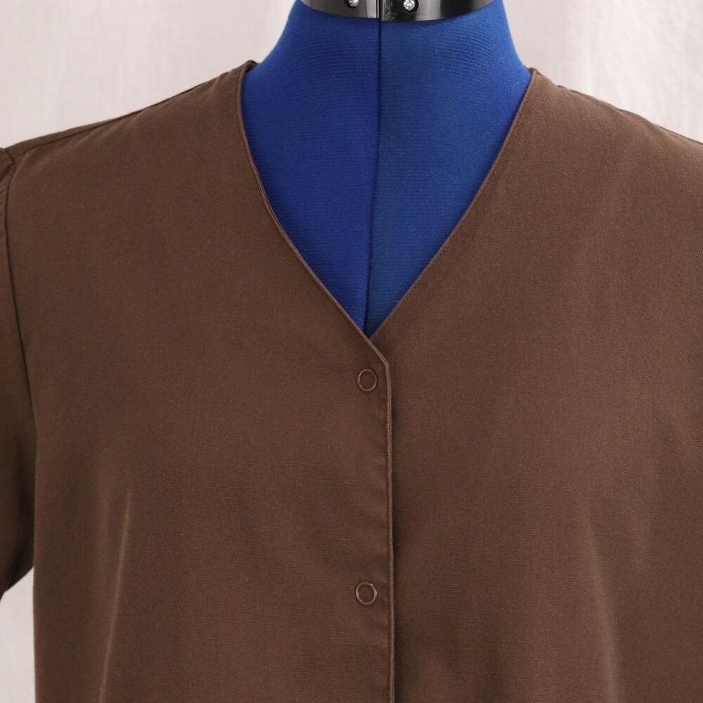 Cherokee Workwear Authentic Scrubs Brown Snap Front Top XS Lab Medical Uniform S - Picture 4 of 10